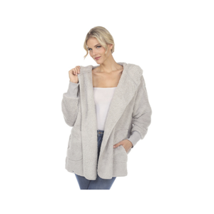 lot 74 image: White Mark Womens Plush Hooded Cardigan - Gray - Size L XL