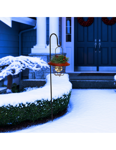 lot 79 image: Alpine Corporation Solar Red Metal Lantern and Hook with 9 Warm White LEDs