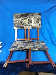 lot 92 image: Linon Marble-Look TV Tray Set -  Faux Marble