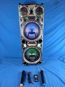 lot 97 image: beFree Sound Bluetooth 10 Subwoofer Bluetooth Portable Party Speaker with 2 Wireless Microphones