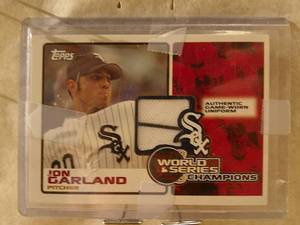 lot 150 image: JON CARLAND UNIFORM CARD FROM WORLD SERIES