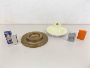 Lot of Vintage Zippo etc. Lighters, and Brass etc. Ashtrays