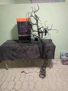 5ft Lit Spooky Tree with 105 Purple LED Lights and Bat Accents