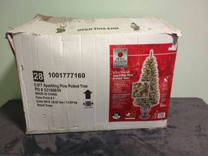 6.5 ft Pre-Lit Sparkling Pine Potted Tree