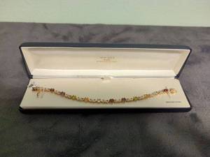 18K Gold Over Sterling Silver Bracelet with Genuine Stones