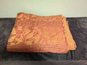 Reversible Orange and Gold Quilted Bedspread