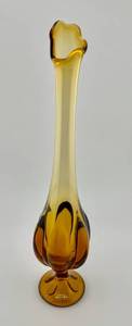 lot 5 image: Viking Glass Amber 6 Petal Swung Vase 16 Tall