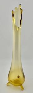 lot 18 image: L.E. Smith Amber 3 Toe Swung Vase 14 Tall