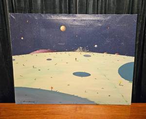 lot 33 image: Kenneth Stancin 1989 Signed Galaxy Oil on Canvas Surrealist