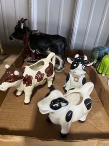 2 Cow Creamers  1 Cow Bell  cow Statue