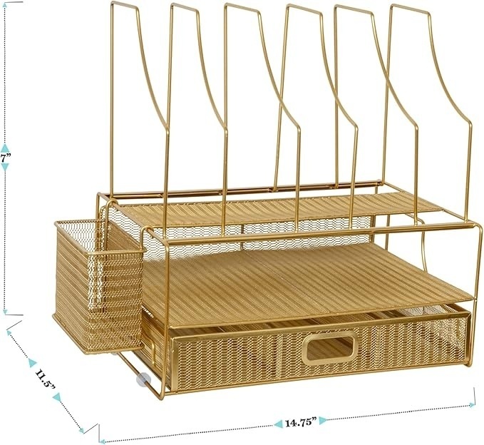 lot 91 image: Martha Stewart Ryder Mesh Metal Large Desktop Organizer With Paper File Letter Holder and Drawer