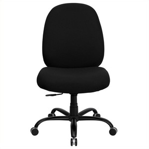 lot 54 image: Black Fabric Office Chair with Extra Wide Seat