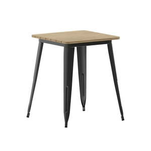 lot 26 image: Indoor & Outdoor Dining Table, 24 Square All Weather Brown Poly Resin Top with Black Steel Base
