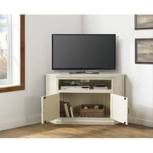 lot 40 image: Martin Svensson Home - Rustic Corner TV Stand, Antique White - 90973