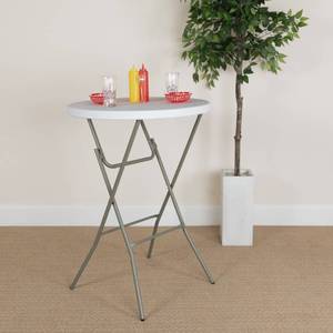 lot 45 image: Plastic Flash Furniture Round Bar Height Folding Table, White