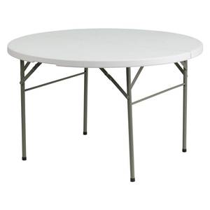 lot 47 image: Round Bi-Fold Granite White Plastic Folding Table