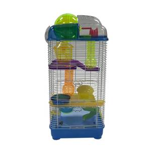 lot 79 image: 3 Level Plastic Clear & Blue Hamster Cage