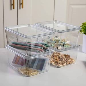 lot 101 image: Martha Stewart Brody Stackable Plastic Storage Organizer, Clear, 4Set