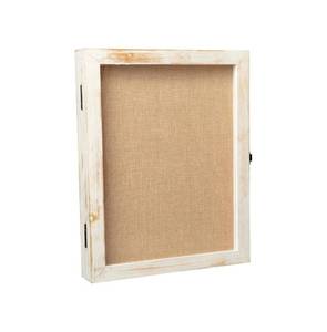 lot 103 image: Wood Shadow Box Display Case - Solid Wood with Acrylic Window - Security Latch - for Mementos and Keepsakes - White Wash