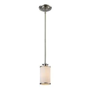 lot 125 image: Savannah 1 Light Mini Pendant, Brushed Nickel & Matte Opal