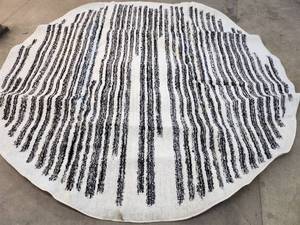 lot 150 image: Khalil Modern Berber Stripe CreamBlack 9 Ft. Round Area Rug