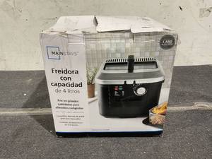 lot 102 image: Mainstays 4L Electric Deep Fryer, Matte Black, Stainless Lid, 1800W