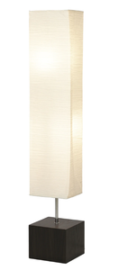 lot 103 image: Mainstays 58 2-Light Modern Long Cord Dark Wood Floor Lamp with White Square Rice Paper Shade