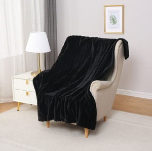 lot 104 image: LOT OF 3 Mainstays Black Stripe Faux Fur Throw, 50 x 60
