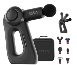 lot 130 image: FitRx Pro Neck and Back Massager, Handheld Percussion Massage Gun with Multiple Angles, Speeds and Attachments