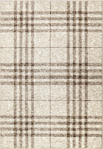 lot 259 image: My Texas House Highlands Beige Plaid Area Rug
