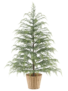lot 356 image: Potted 4 Pre-Lit Twinkle LED Cypress Artificial Christmas Tree, Green, 100 LED, by My Texas House