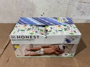lot 252 image: The Honest Company, Clean Conscious Disposable Baby Diapers, Size 3, 96 Count