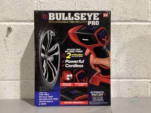 lot 481 image: Bullseye Pro Tire Inflator 150 PSI Electric Air Compressor Portable Air Pump Car Bike LED 12V DC