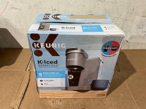 lot 330 image: Keurig K-Iced Essentials, Gray Iced and Hot Single-Serve K-Cup Pod Coffee Maker, reusable tumbler included