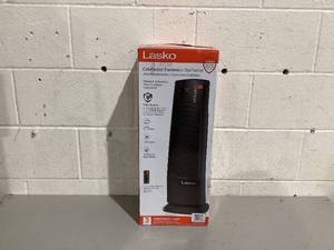 lot 503 image: Lasko 22 1500W Oscillating Ceramic Tower Space Heater with Remote, Black