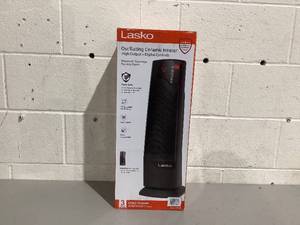 lot 518 image: Lasko 22 1500W Oscillating Ceramic Tower Space Heater with Remote, Black