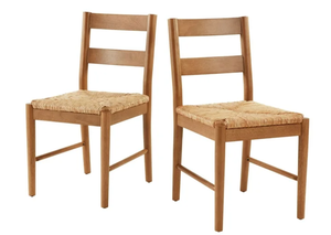 lot 484 image: 2PCS My Texas House Laurel Dining Chairs with Woven Seagrass Seat, Warm Brown