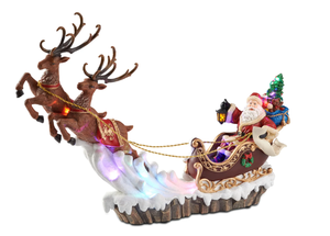 lot 624 image: Light-Up Christmas Village Santa with Reindeer Sleigh by Holiday Time