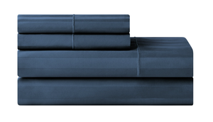 lot 674 image: Queen Size 4PCS Hotel Style 600 Thread Count Navy Stripe Egyptian Cotton Adult Bed Sheets