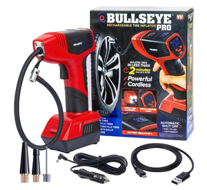 lot 682 image: Bullseye Pro Tire Inflator 150 PSI Electric Air Compressor Portable Air Pump Car Bike LED 12V