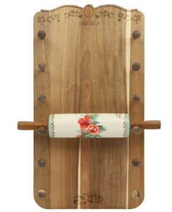 lot 692 image: 2PCS The Pioneer Woman Painted Meadows Ceramic Rolling Pin with Holder