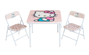 lot 694 image: 3PCS Hello Kitty Kids Table and Chairs Set