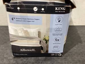 lot 696 image: King Size Allswell 4 Memory Foam Mattress Topper Infused with Copper Gel