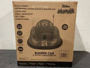 lot 702 image: Flybar Disney Minnie 6V Bumper Car Ride on Toy