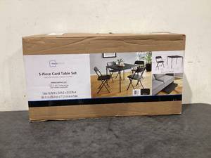 lot 707 image: 5PCS Mainstays Resin Card Folding Table and Four Folding Chairs Set