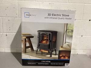 lot 543 image: Mainstays New 2-Setting 3D Electric Stove Heater with Life-like Flame