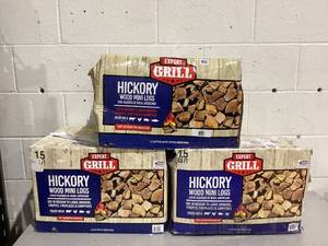 lot 544 image: LOT OF 3 Expert Grill 1.5 cubic feet Hickory Wood Mini Smoking Logs, 1.5 cubic ft box