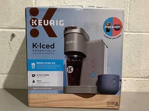 lot 558 image: Keurig K-Iced Essentials, Gray Iced and Hot Single-Serve K-Cup Pod Coffee Maker, reusable tumbler included