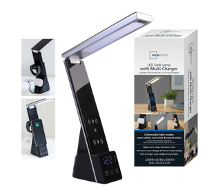 lot 341 image: Mainstays 10.9 5-in-1 LED Dimmable Wireless Charging Foldable Hinge Desk Lamp