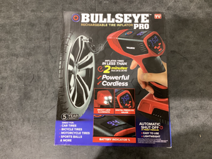 lot 607 image: Bullseye Pro Tire Inflator 150 PSI Electric Air Compressor Portable Air Pump Car Bike LED 12V